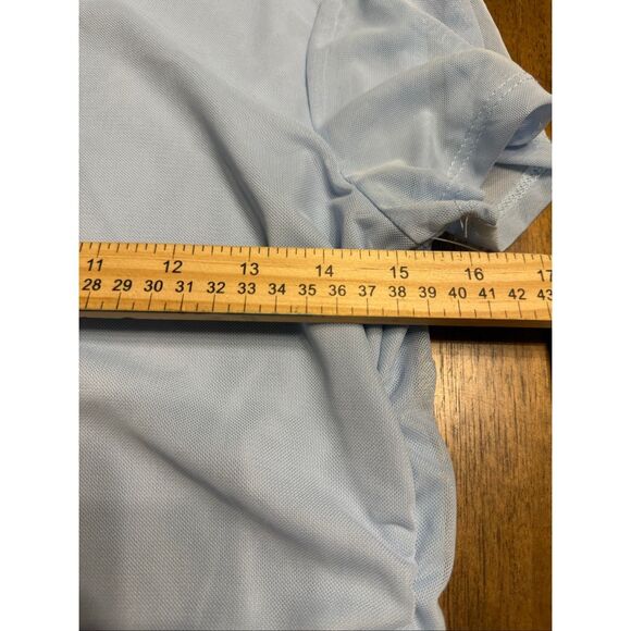 Just Be Women’s Short Sleeve Powder Blue Mesh Ruched Top Stretchy Size Medium - Picture 5 of 6